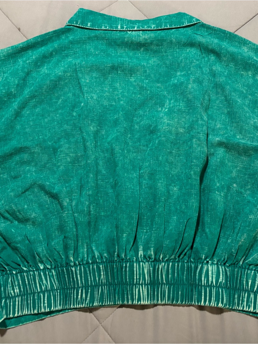 Zenana Washed Linen Wrap Crop Top in Kelly Green Sz Lg NWOT - Picture 6 of 7